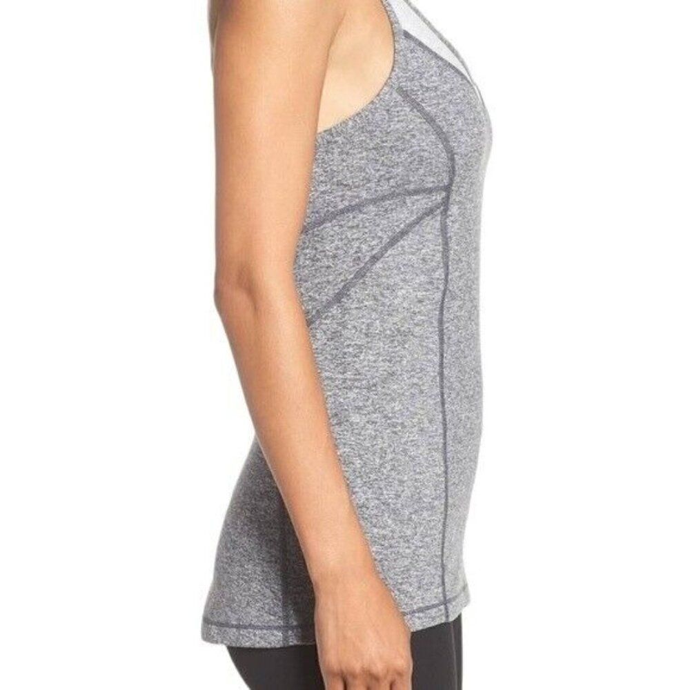 Zella Tank Top Women’s‎ Size XS Take The Plunge Grey Activewear Open Back Logo - Picture 3 of 8